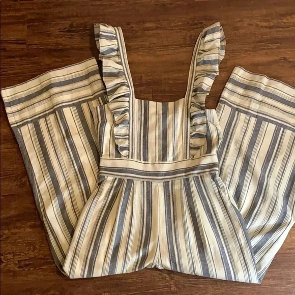 Ella Moss Jumpsuit Ophelia Striped Blue Jumpsuit Size Medium New - Picture 3 of 13